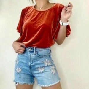 Madewell Butterfly Orange Velvet Top Size XL